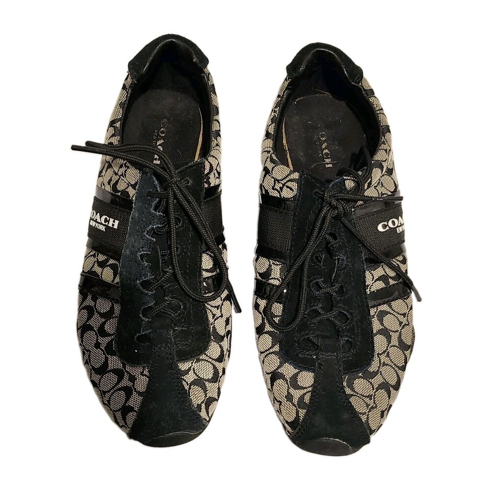 Coach Remonna A1946 Signature C Jacquard Suede Sneakers Women’s 8B Black Y2K